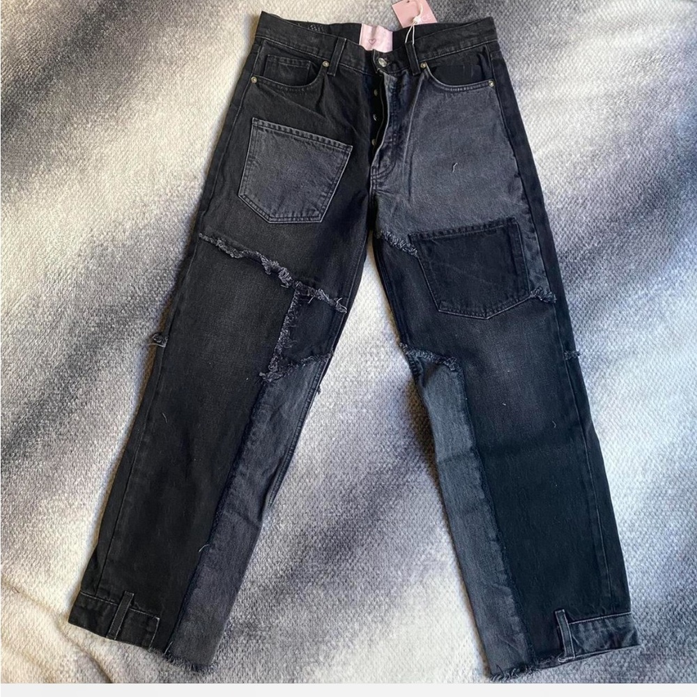 Revice denim patchwork straight leg jeans